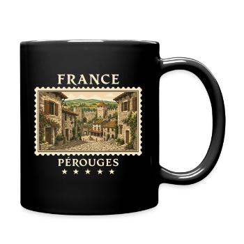 Frankreich Pérouges Vintage Reisemarke - Tasse einfarbig - Schwarz - Rechts