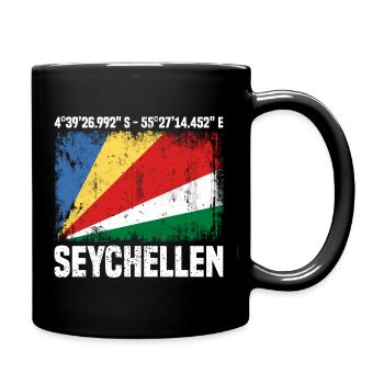 Seychellen Koordinaten - Tasse einfarbig - Schwarz - Rechts