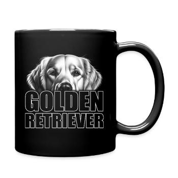 Golden Retriever Porträt mit Schriftzug - Tasse einfarbig - Schwarz - Rechts