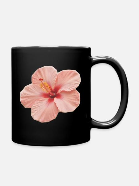 Hibiscus Peach - Full Colour Mug - black