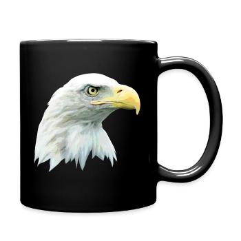 Adlerkopf, Weißkopfseeadler, Adler, Greifvogel aus - Tasse einfarbig - Schwarz - Rechts