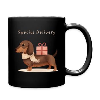 Special Delivery Dachshund Gift Christmas - Full Colour Mug - black - Right