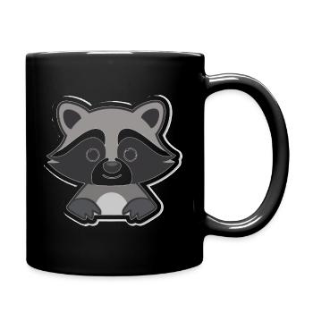 Cuddly raccoon silhouette - Full Colour Mug - black - Right