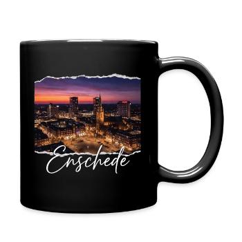 Enschede Abendpanorama Script - Tasse einfarbig - Schwarz - Rechts