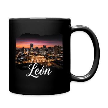 León Stadt bei Nacht - Tasse einfarbig - Schwarz - Rechts