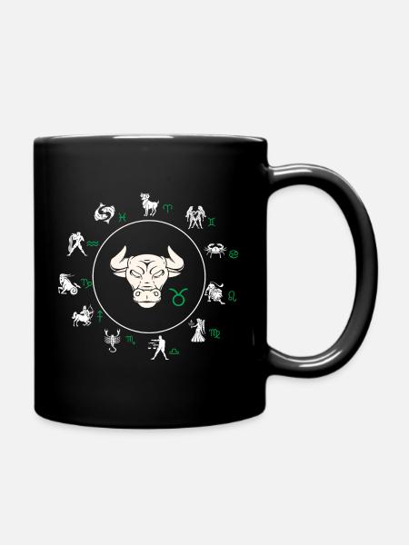 Sternzeichen Stier - Tasse einfarbig - Schwarz