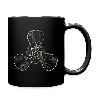 Vintage Three-Blade Propeller Illustration - Full Colour Mug - black - Right