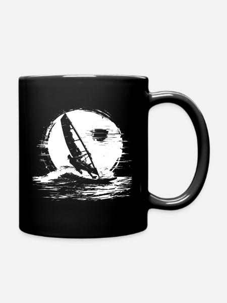 Windsurfen Skizze - Tasse einfarbig - Schwarz