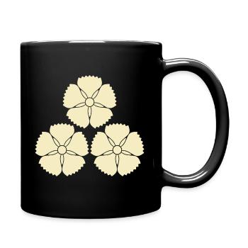 Oriental Vintage Akizuki Clan Japanese Kamon Crest - Full Colour Mug - black - Right