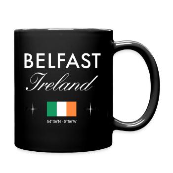 Belfast Northern Ireland Coordinates Travel Souvenir - Full Colour Mug - black - Right