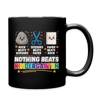 Nothing Beats Kindergarten Rock Scissors Paper - Full Colour Mug - black - Right