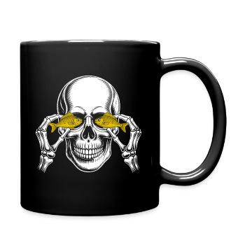 Skull with yellow fish eyes - Full Colour Mug - black - Right