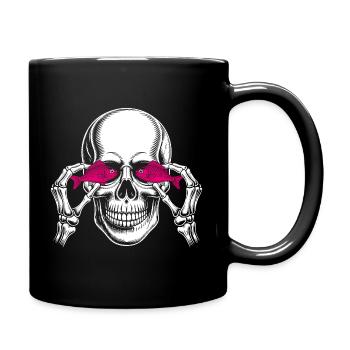 Skull with Pink Fish - Full Colour Mug - black - Right