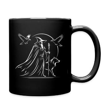 Odin der Wanderer – Nordische Mythologie - Tasse einfarbig - Schwarz - Rechts
