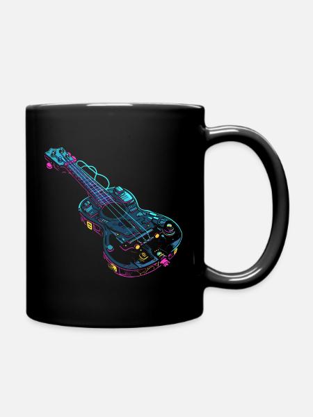 Ukulele Grafik Retro-Look - Tasse einfarbig - Schwarz