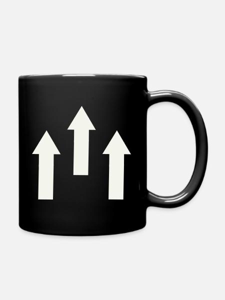 Dreifache Aufwärts-Pfeile - Tasse einfarbig - Schwarz