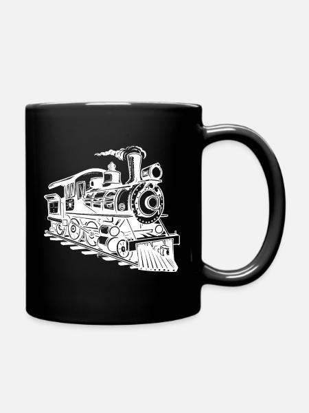 Dampflokomotive Zeichnung - Tasse einfarbig - Schwarz
