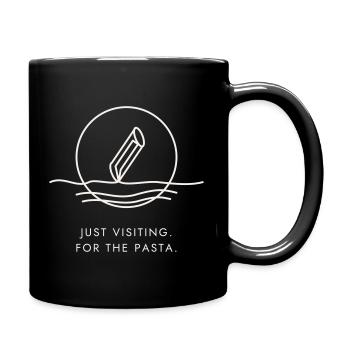 Pasta Lover Geschenk – Nur zu Besuch, wegen der Pasta - Tasse einfarbig - Schwarz - Rechts