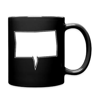 Eckige Sprechblase in Weiß - Tasse einfarbig - Schwarz - Rechts