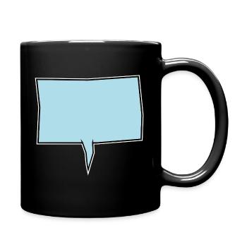 Eckige Sprechblase in Türkis - Tasse einfarbig - Schwarz - Rechts