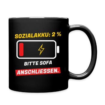 Sozialakku 2 % - bitte Sofa anschließen - Tasse einfarbig - Schwarz - Rechts