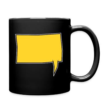 Eckige Sprechblase rechts in Gelb - Tasse einfarbig - Schwarz - Rechts