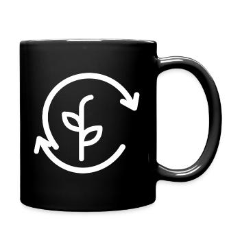 Sprout Circle Wachstumsemblem - Tasse einfarbig - Schwarz - Rechts