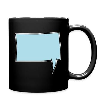 Eckige Sprechblase in Turkis - Tasse einfarbig - Schwarz - Rechts