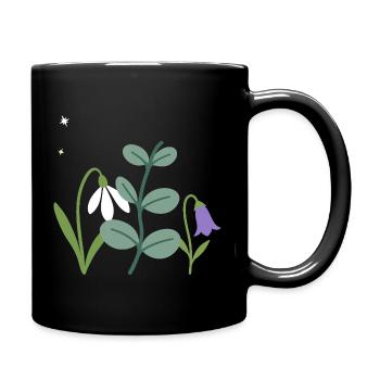 Glockenblume Blumen Schneeglöckchen Natur - Tasse einfarbig - Schwarz - Rechts