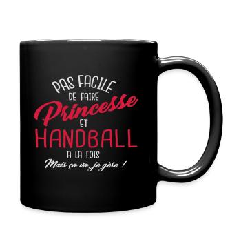 Princesse et handball - Mug uni - noir - Droite