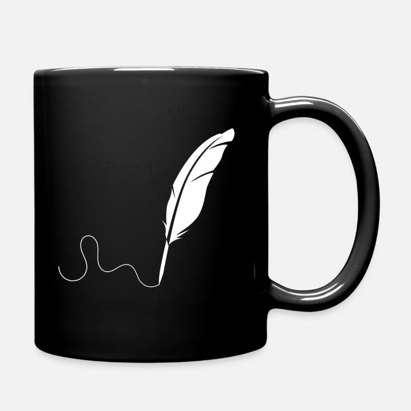 Weisse Feder - Tasse einfarbig - Schwarz
