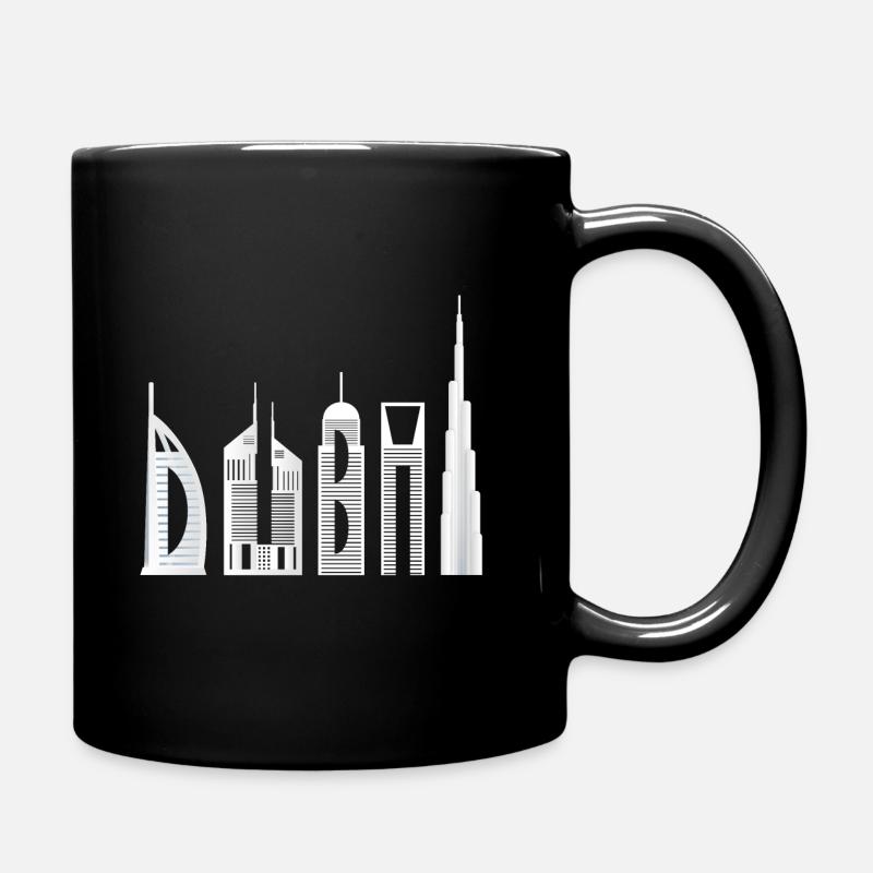 Dubai Skyline Souvenir berühmte Gebäude Typografie - Tasse einfarbig - Schwarz