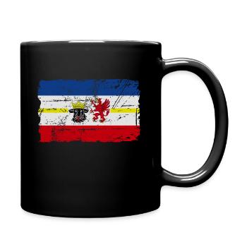 Mecklenburg-Vorpommern Flagge - Tasse einfarbig - Schwarz - Rechts
