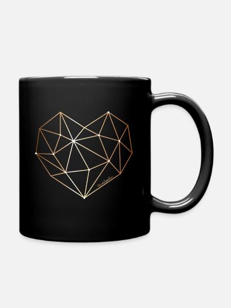 Herz in Diamant, Diamantherz - Tasse einfarbig - Schwarz