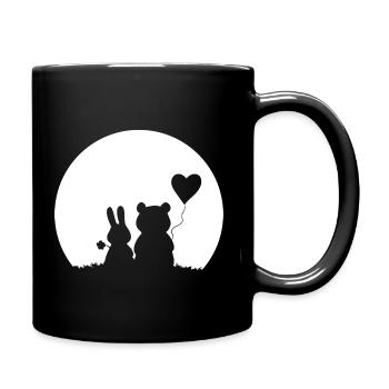 Süßes Hase - Bär Paar - Liebe Herz - Tasse einfarbig - Schwarz - Rechts