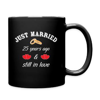 25 years married - Silver Wedding - Marriage - Full Colour Mug - black - Right