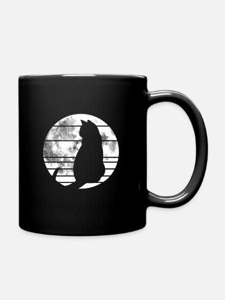 Katze Mond Accessoire Retro Geschenk Vintage - Tasse einfarbig - Schwarz