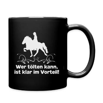 Islandpferd T-Shirt Isländer Tölt Pferdespruch - Tasse einfarbig - Schwarz - Rechts