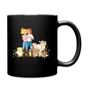 Bibi and Tina 'Farm Animals with Hubert and Käthe' - Full Colour Mug - black - Right