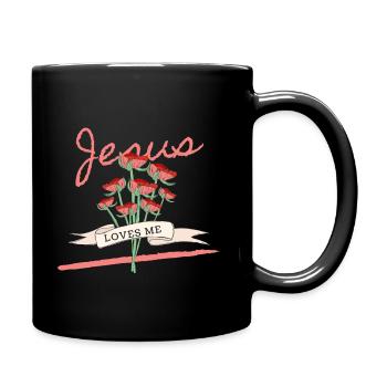 Jesus liebt mich - Tasse einfarbig - Schwarz - Rechts