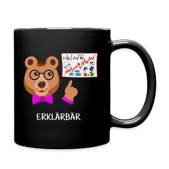 Erklärbär, Lehrer lustiger Bär intelligent, schlau - Tasse einfarbig - Schwarz - Rechts