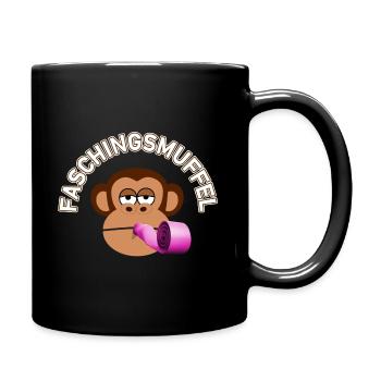 Faschingsmuffel | Affe mit Tröte - Tasse einfarbig - Schwarz - Rechts