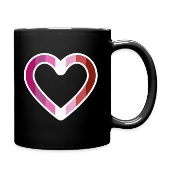 LGBT Herz Lesbisch Lesben Flagge Fahne Pink Lila - Tasse einfarbig - Schwarz - Rechts