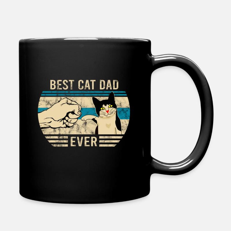 Best Cat Dad Ever Bump Cat Vintage - Full Colour Mug - black