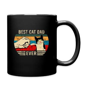 Best Cat Dad Ever Bump Kitten Vintage - Full Colour Mug - black - Right