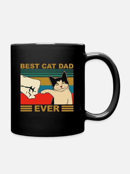Katze Cat Dad Retro Faust - Tasse einfarbig - Schwarz