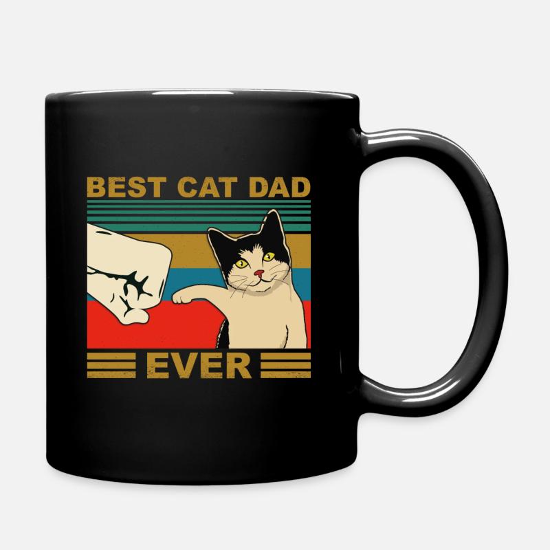 Katze Cat Dad Retro Faust - Tasse einfarbig - Schwarz