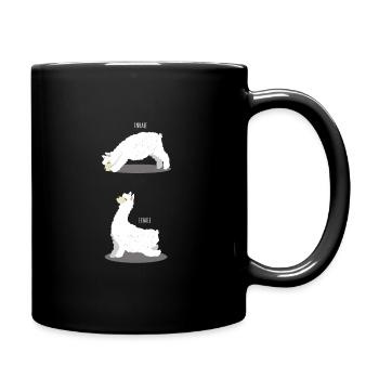 Inhale Exhale Yoga Lama - Lustiges Yoga Lama - Tasse einfarbig - Schwarz - Rechts