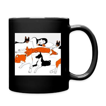 Chiens Basenji couchés - Mug uni - noir - Droite