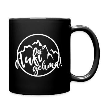 Berge - Aufi gehma Edelweiss - Tasse einfarbig - Schwarz - Rechts